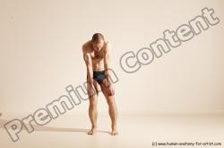 Underwear Gymnastic poses Man White Slim Bald Dancing Dynamic poses Academic